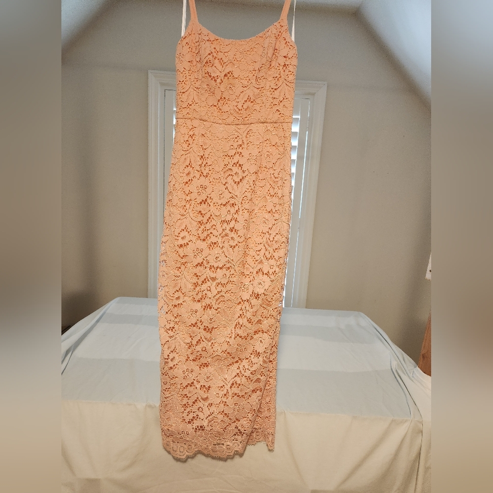 NBD Pink Lace Midi Dress, XS